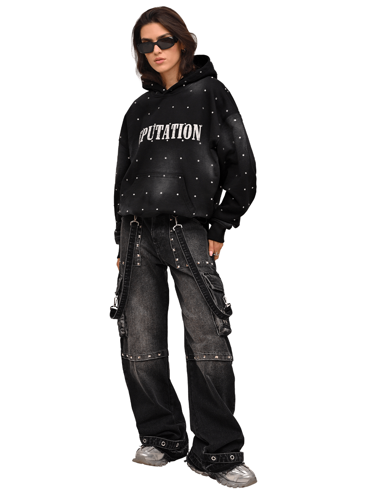 Rhinestone Hoodie - Black