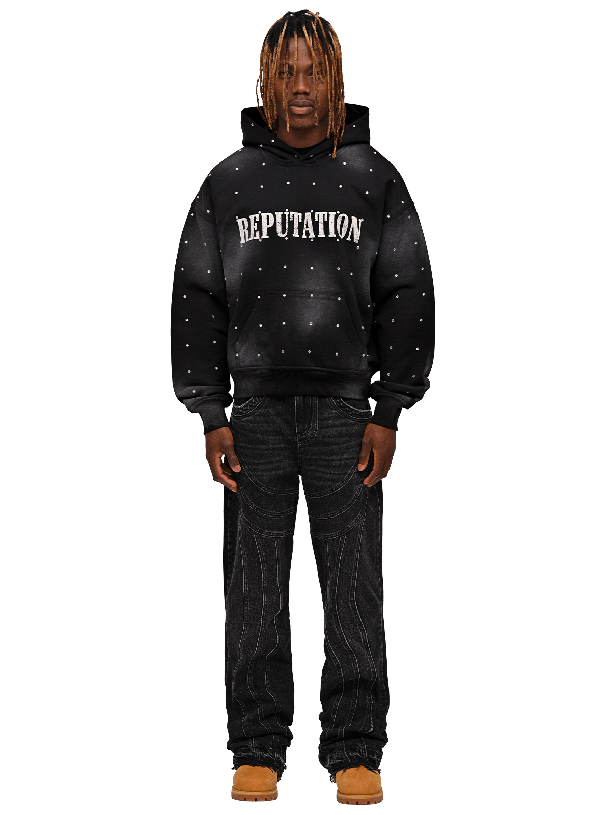 Rhinestone Hoodie - Black