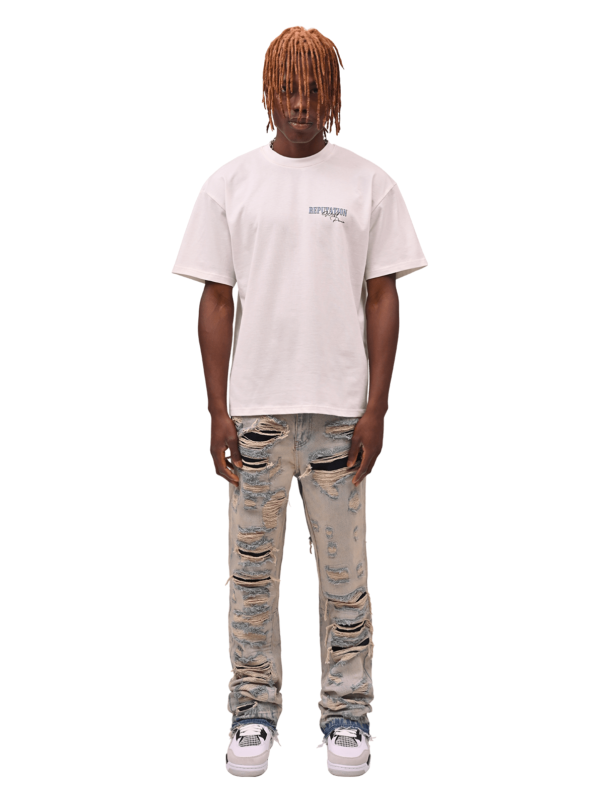 Thrashed Flare Denim - Cream Wash