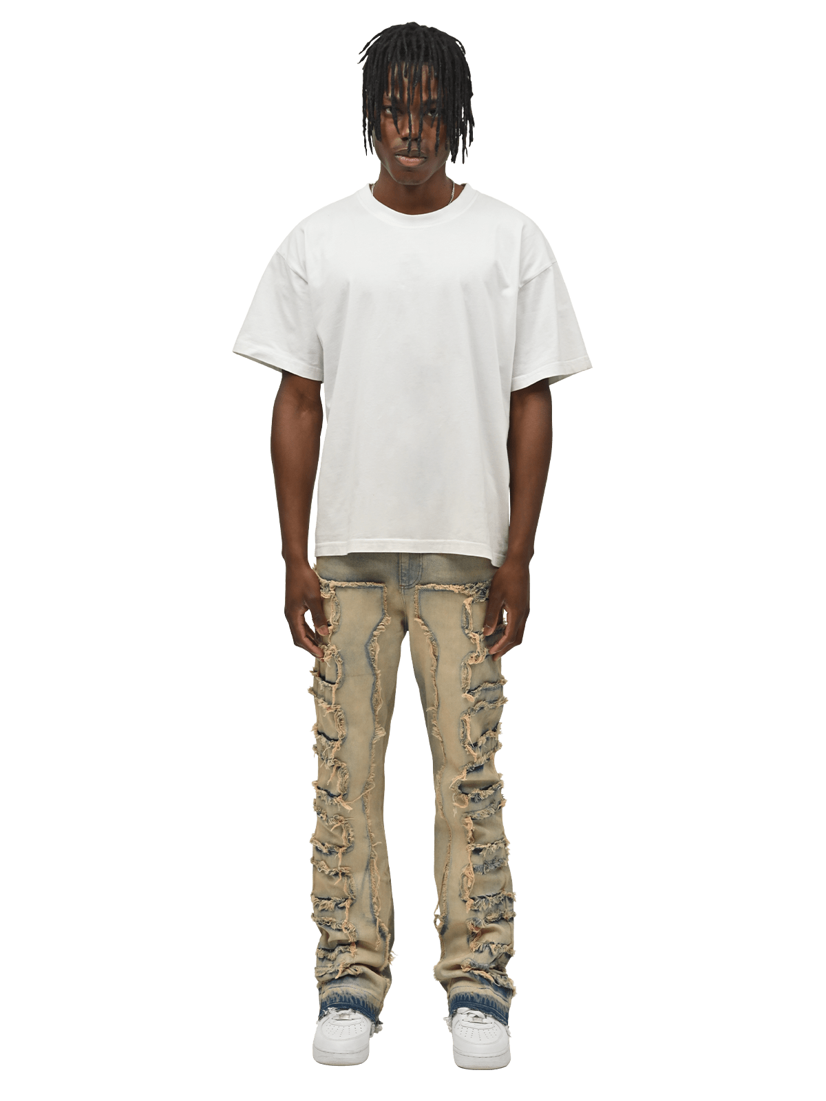 Flare Repaired Denim - Cream Wash