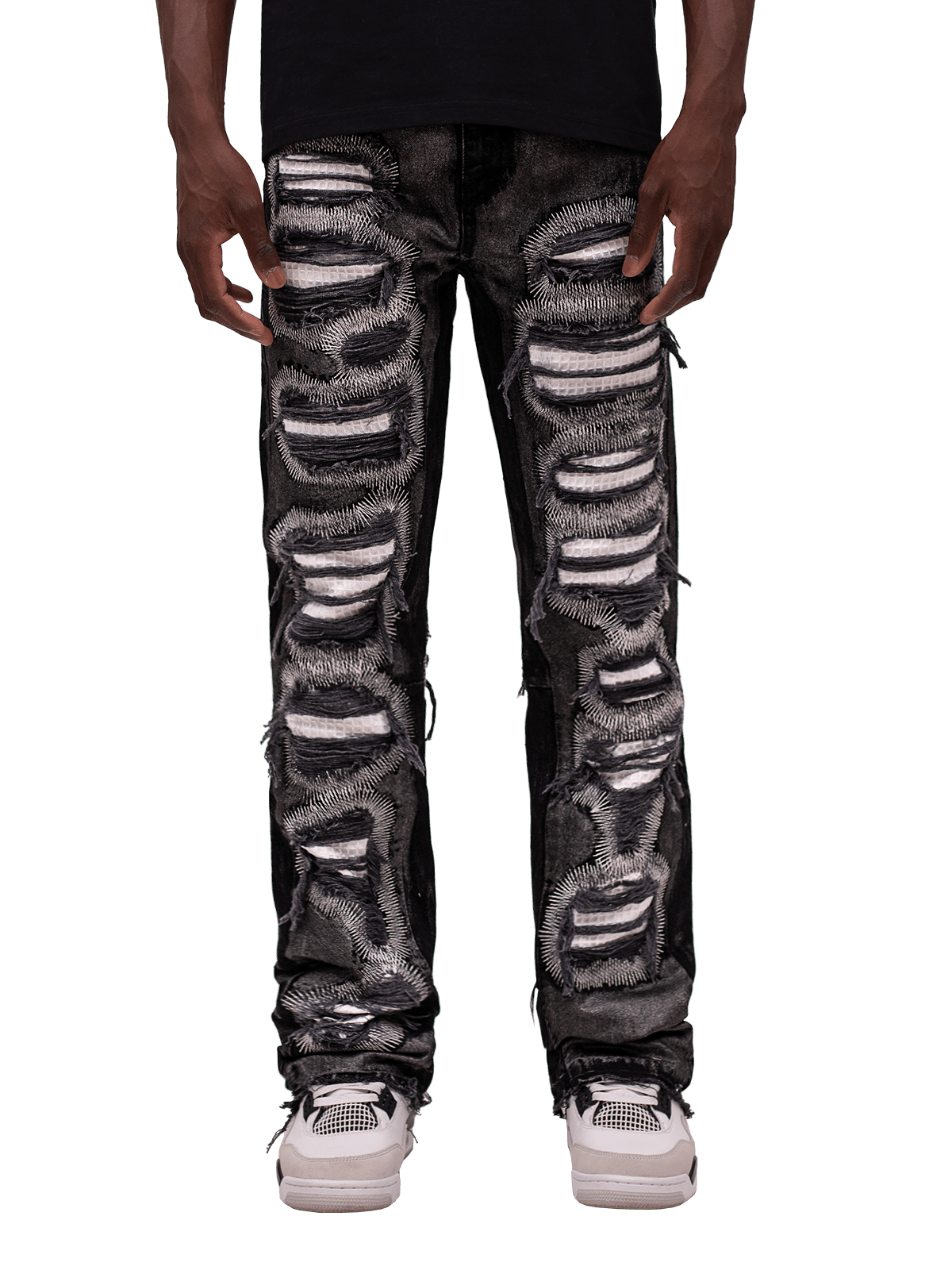 Metallic Flare Denim - Black