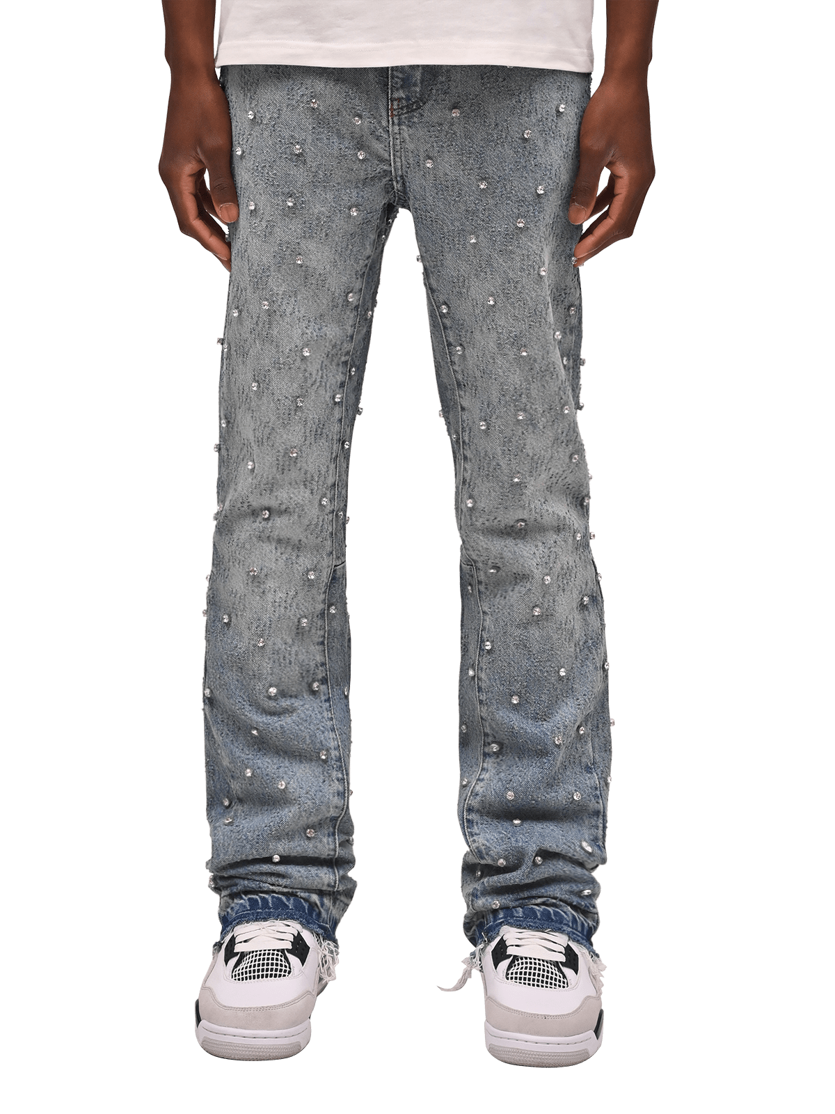 Rhinestone Flare Denim - Light Stone