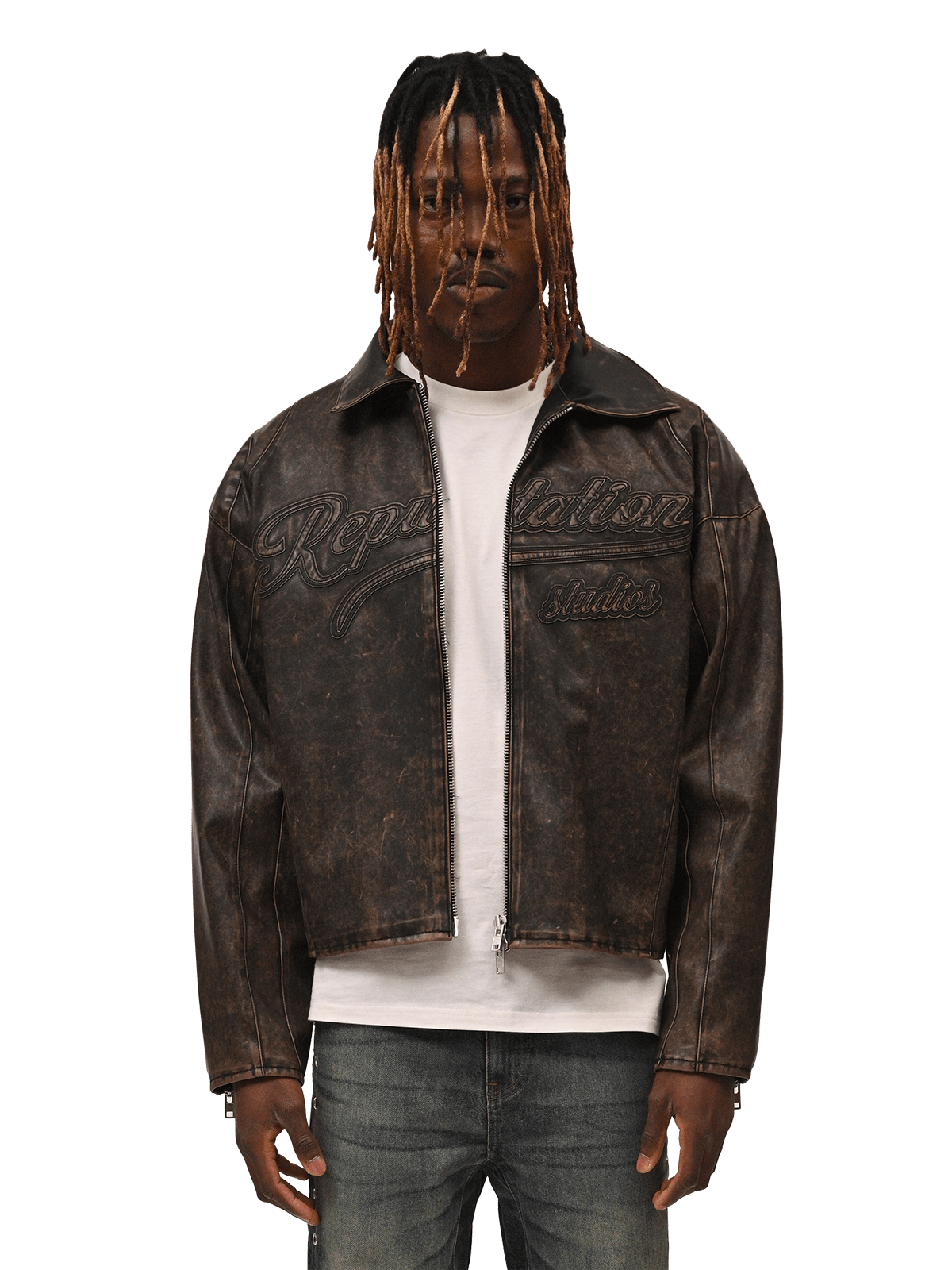 Vintage Leather Jacket - Acid Wash