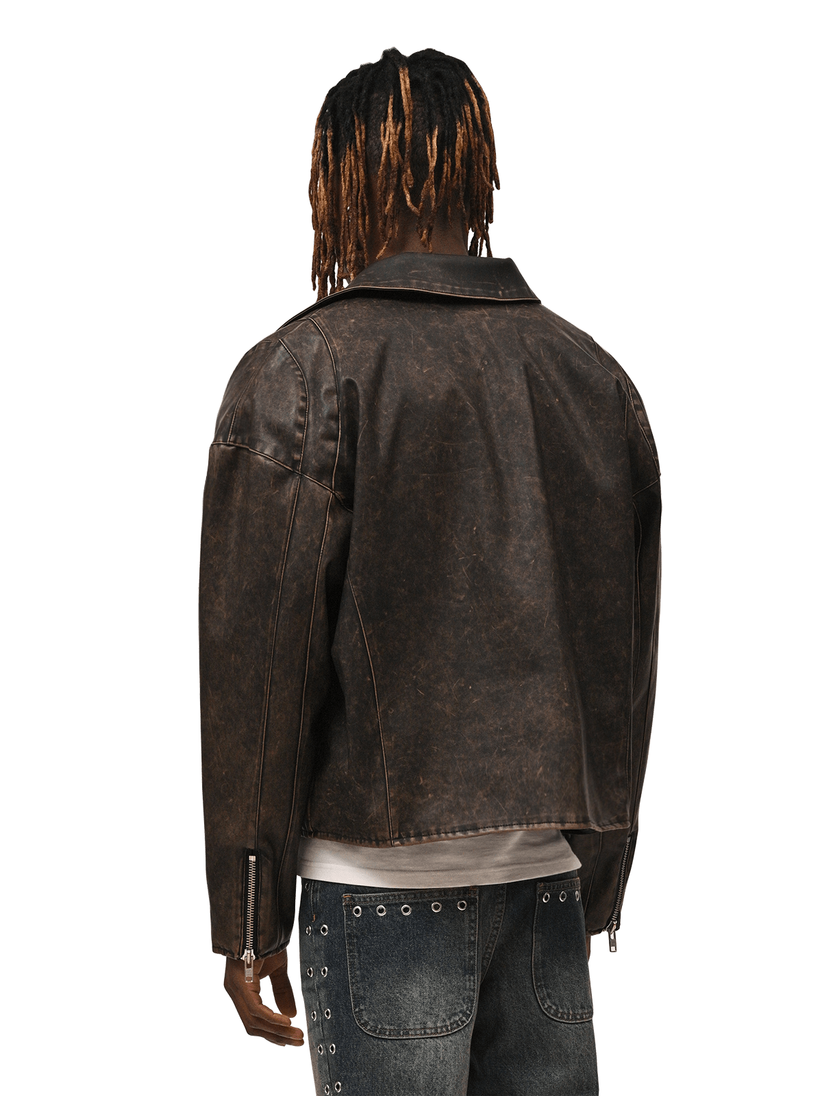 Vintage Leather Jacket - Acid Wash