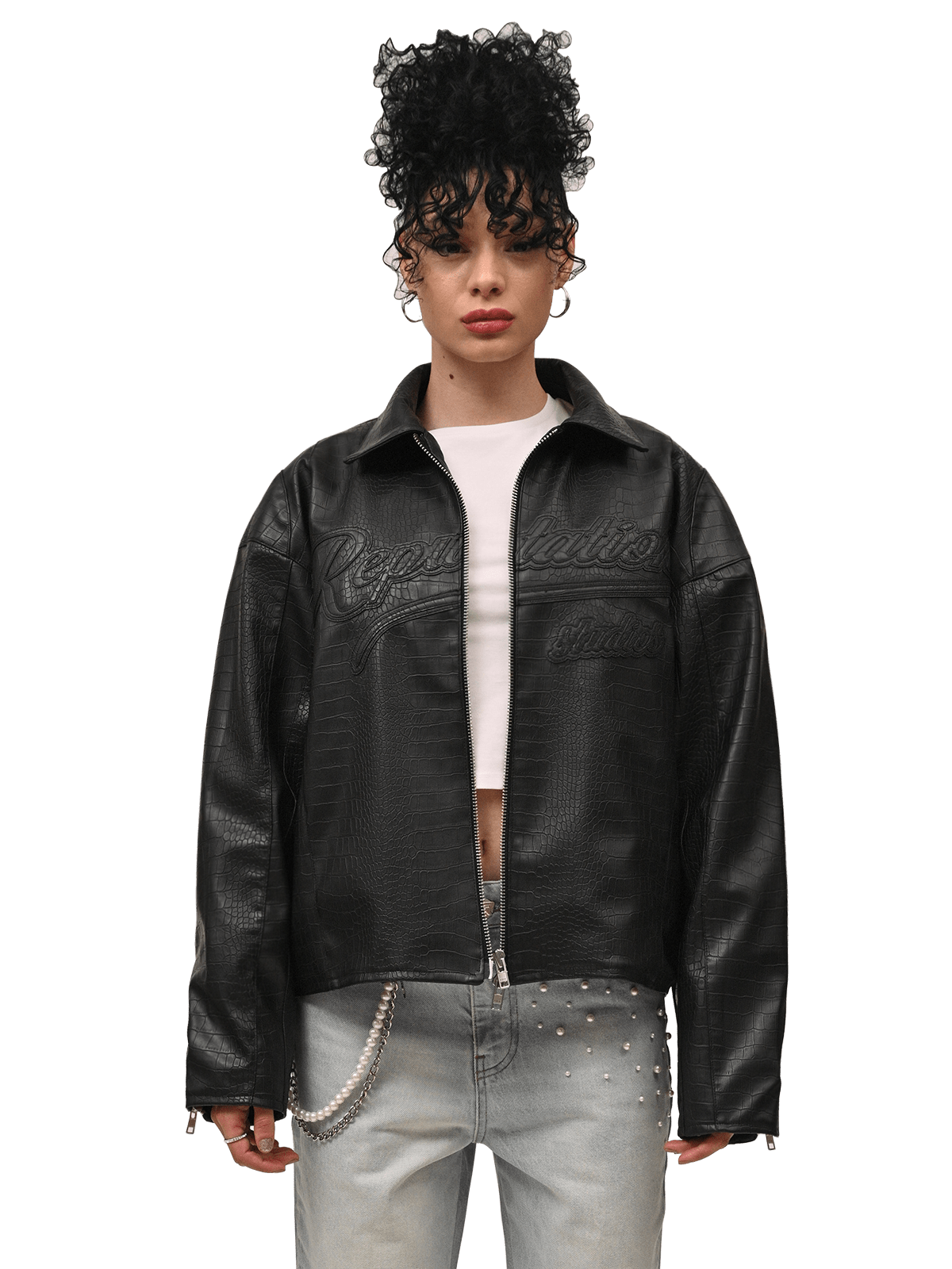 Vintage Leather Jacket - Croc