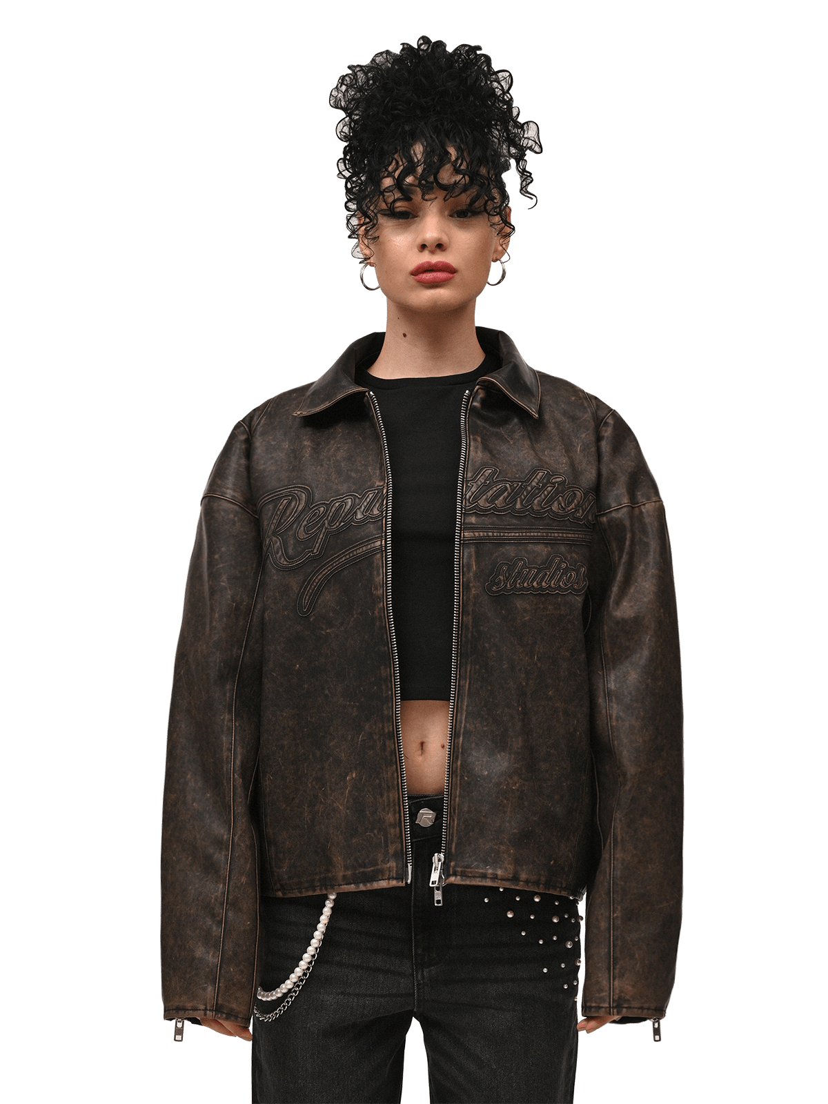 Vintage Leather Jacket - Acid Wash