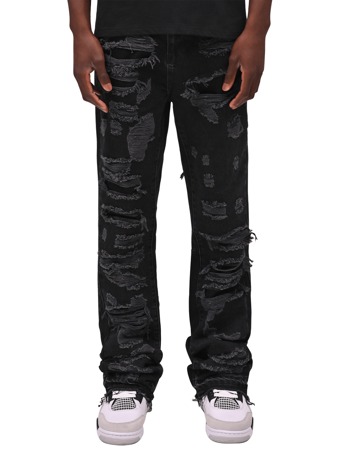 Thrashed Flare Denim - Black