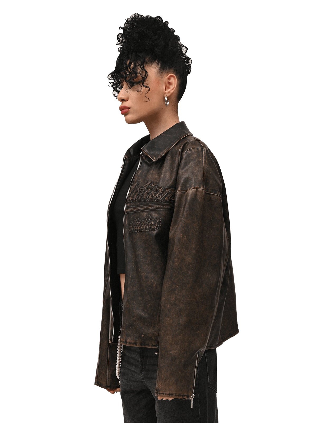 Vintage Leather Jacket - Acid Wash