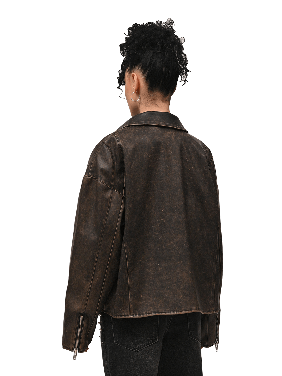 Vintage Leather Jacket - Acid Wash