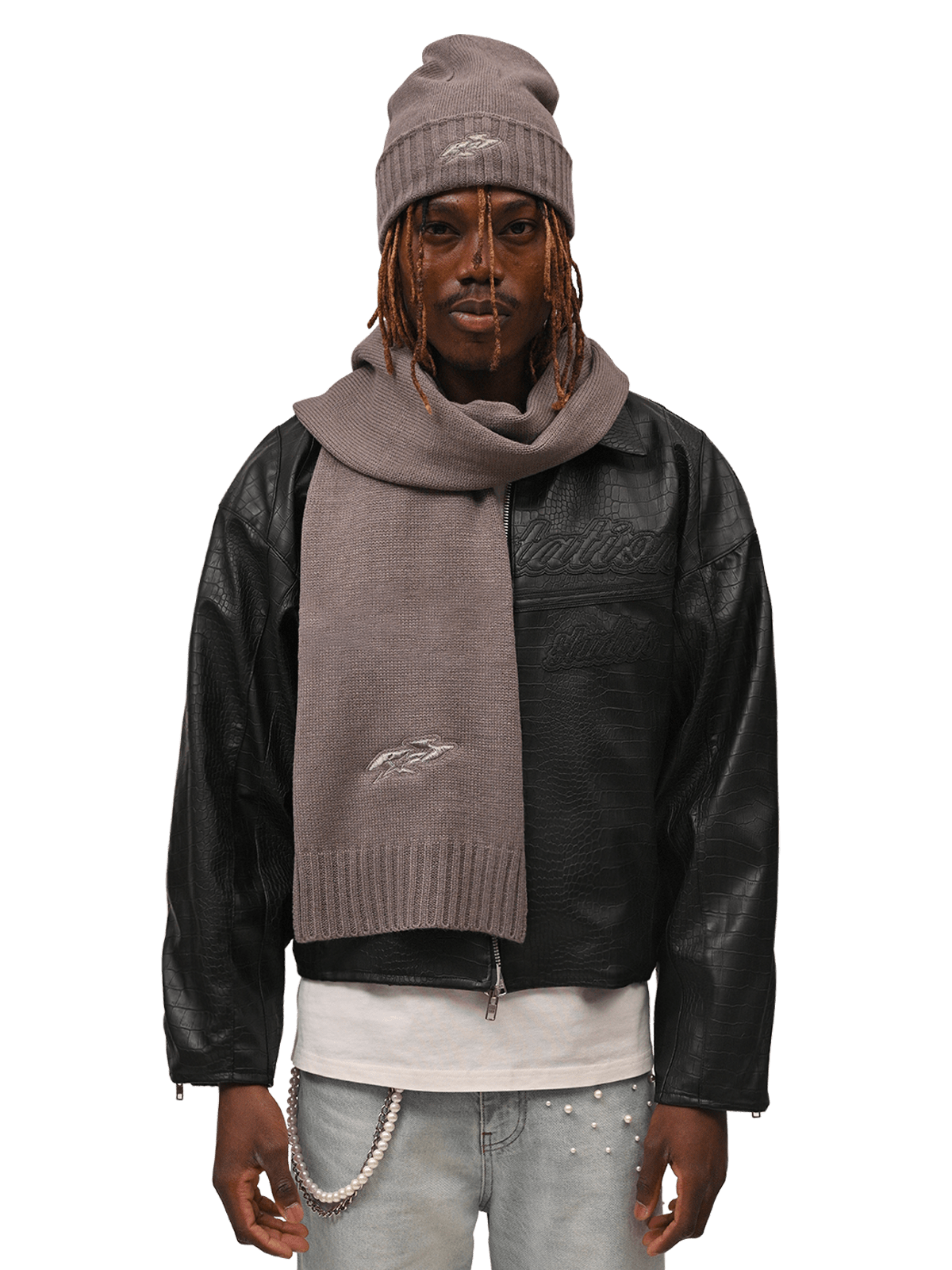 Y2K Knit Scarf - Grey