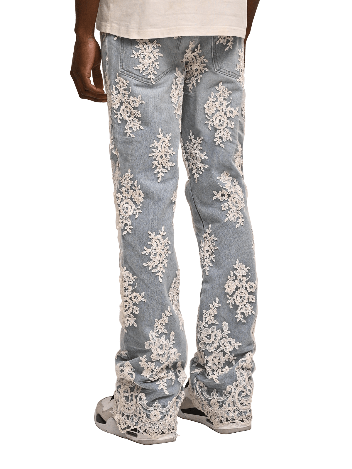 Lace Flare Denim - Light Stone