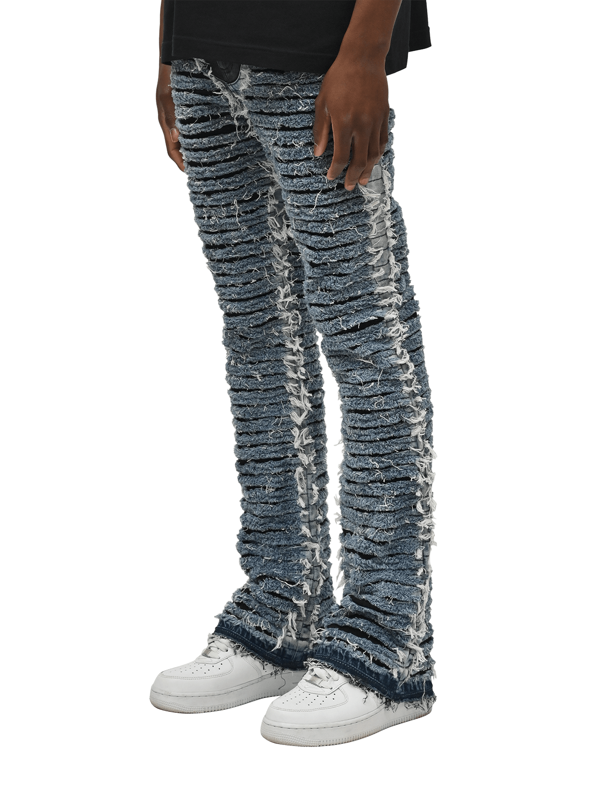 Flare Distressed Denim - Mid Blue