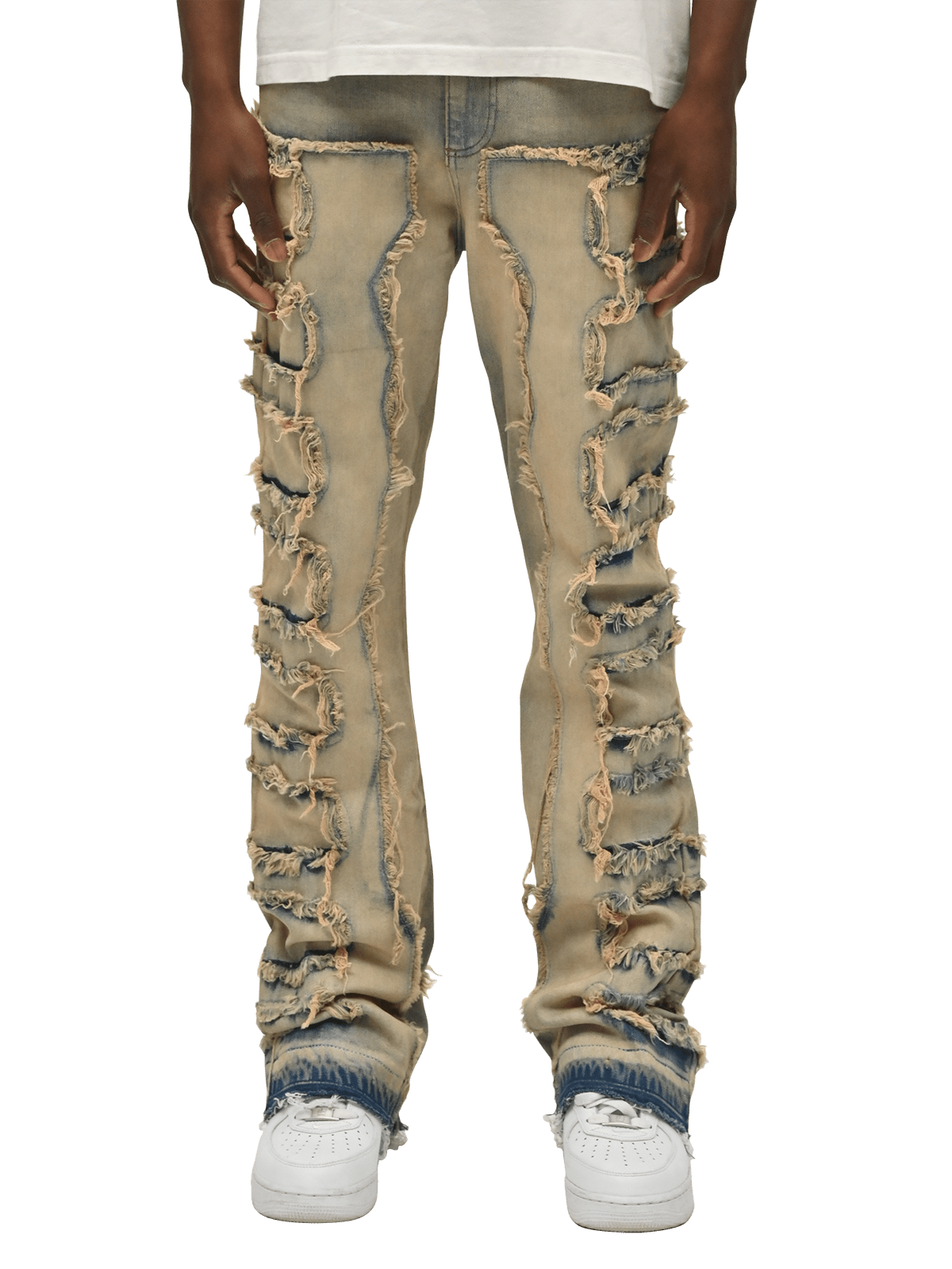 Flare Repaired Denim - Cream Wash