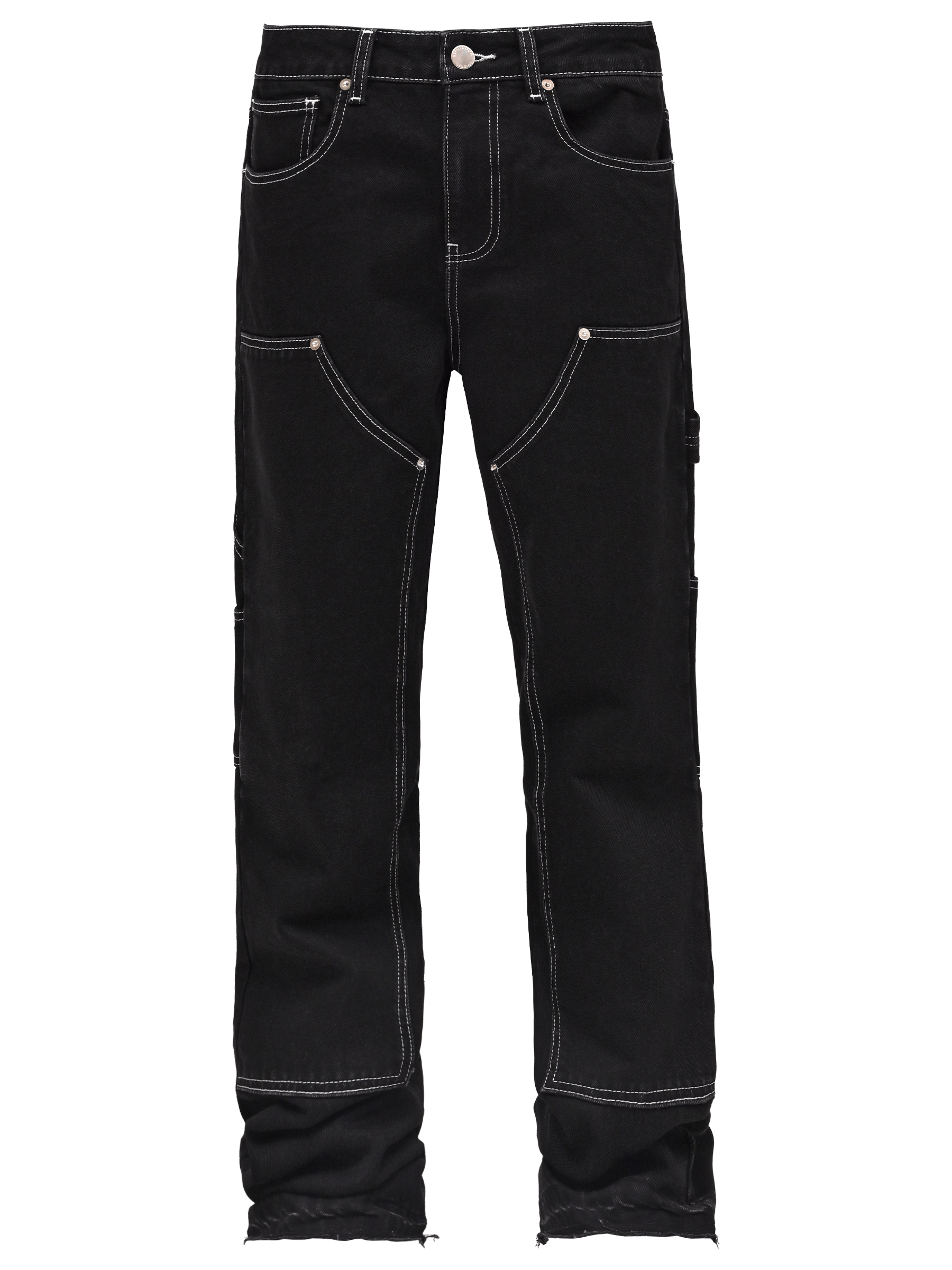 Contrast Stitch Flare Denim - Black