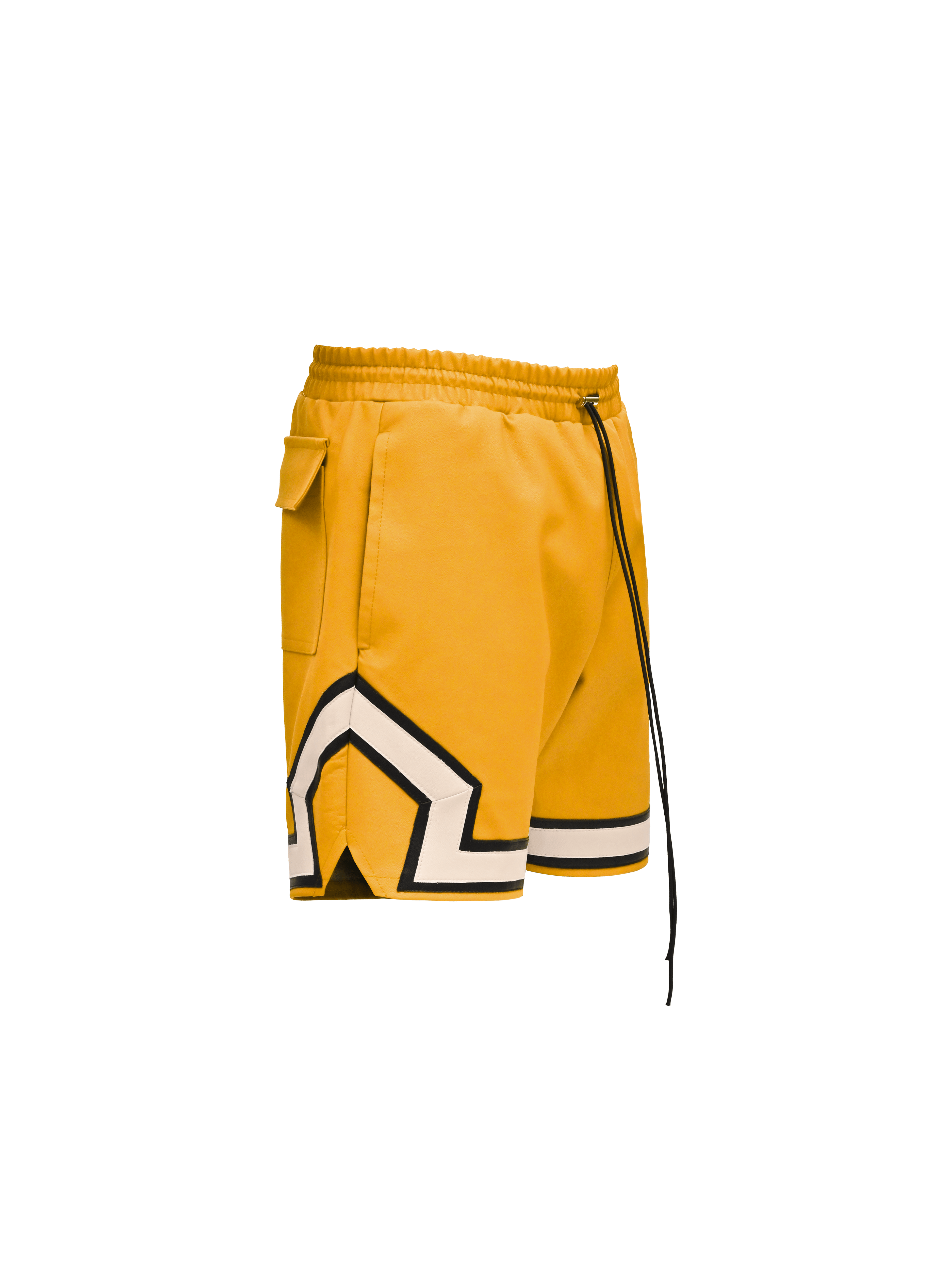 Leather Basketball Shorts - Mustard