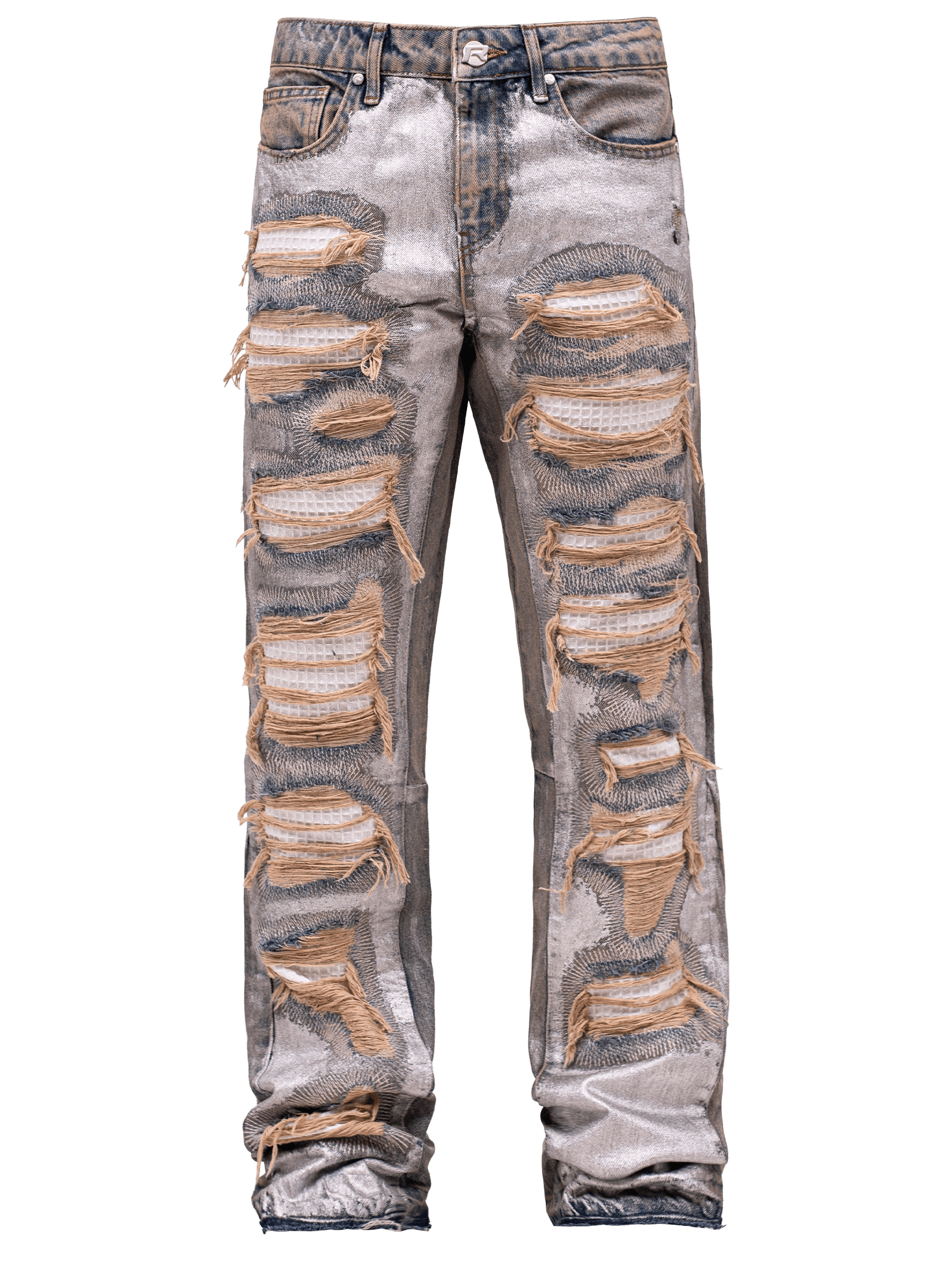 Metallic Flare Denim - Cream Wash